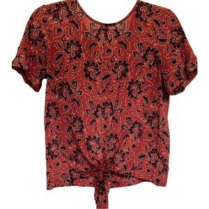 Madewell Red Black Button Down Shirt with Sailor Collar